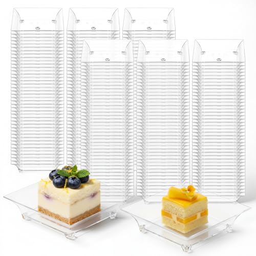 SHENLIU 300 Pcs 1oz Mini Clear Dessert Plates, 2.4 x 2.4 Inch Disposable Square Plastic Appetizer Plates Small Clear Dish for Dessert Salad Appetizer Sauces Tastings Cake Wedding Party Serving SHENLIU 300 Pcs 1oz Mini Clear Dessert Plates, 2.4 x 2.4 Inch Disposable Square Plastic Appetizer Plates Small Clear Dish for Dessert Salad Appetizer Sauces Tastings Cake Wedding Party Serving