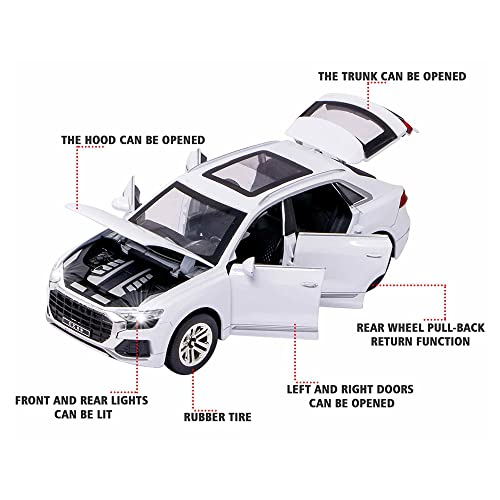 Image of Diecast 1 /24 Big Q8 Toy Car Metal Pull Back Car with Openable Door and Light Sound Gifts Toys for Kids