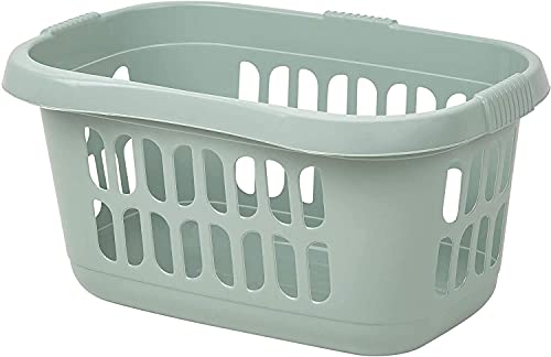Plastic High Grade Hipster Style Washing Clothes Linen Storage Basket (Silver Sage)
