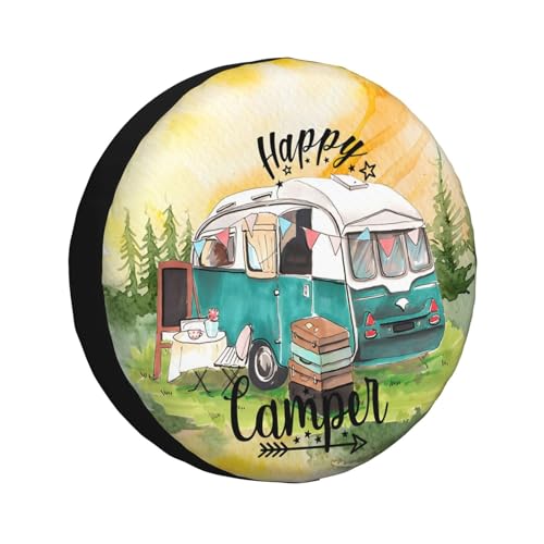 Image of Spare Tire Cover Happy Camper Wheel Protector Universal Fit for RV SUV Truck Trailer Accessories 14 inch inch 15 inch inch 16 inch inch 17 inch inch