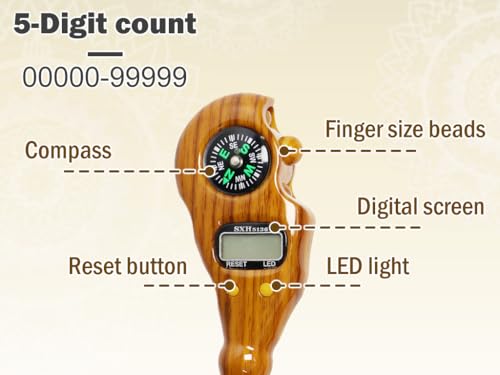 Hitopin 3 Pieces Digital Beads Counter, Buddha Beads Counter, Digital Finger Counter, Prayer Beads Counter, Digital-Tasbih Counter with Compass and Light, for Meditation, Relaxation, Muslim Prayer