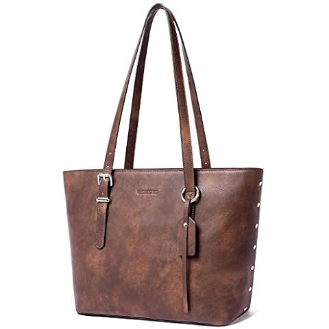 WESTBRONCO Purses For Women Vegan Leather Purses and Handbags Large Organizer Ladies Tote Shoulder Bag for Work Travel, A03-coffee, 15.5 inch“*5 inch *12 inch Cover