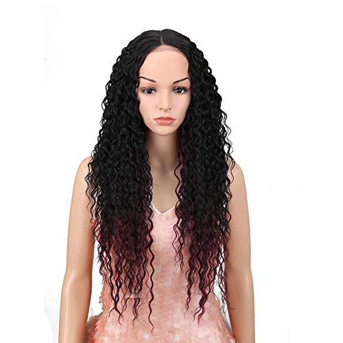 Style Icon Lace Front Wigs 28” Synthetic Wig Long Curly Wig Ombre Red Heat Resistant Replacement Wig for Women Density 130% (28", PB99GRA)