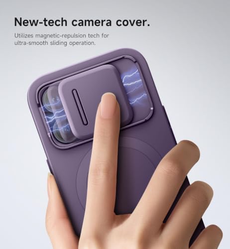 Image of SURITCH for iPhone 14 Pro Case with Magnetic Camera Slide Cover and Adjustable Kickstand, Compatible with MagSafe, Shockproof Bumper Case Slim Protective Cover for iPhone 14 Pro 6.1 Inch,Dark Purple