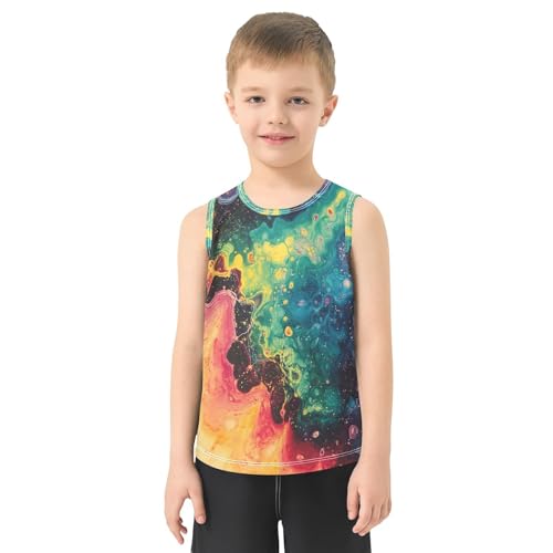 Boys Tank Top Shirts Rainbow Tie Dye Texture Sleeveless T-Shirts Crew Neck for Kids Clothing Children2