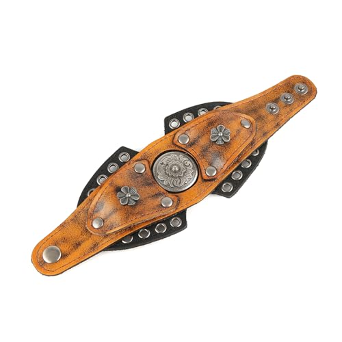 HZMAN Leather Bracelets Retro Men's Leather Cuff Bracelet Adjustable Wide Wristband Bracelet Jewelry Gift3