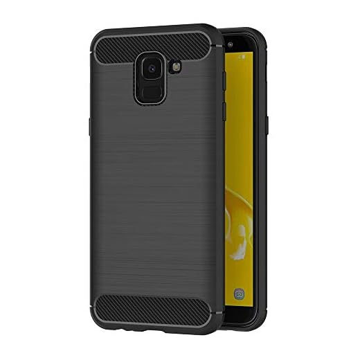 AICEK Funda Samsung Galaxy J6, Negro Silicona Fundas para Samsung J6 2018 Carcasa Galaxy J6 2018 Fibra de Carbono Funda Case (5,6 Pulgadas)