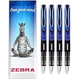 Zebra Fuente - Disposable Fountain Pen - 1.0mm Fine Nib 0.6mm Line Width - Wallet of 4 (Blue)