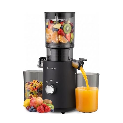 Porodo Lifestyle Vyta 150W Automatic Slow Juicer Machine Reverse Function Cold Press Juicer 4.34-Inch Wide Feed Chute 1.68L Slow Masticating Juicer for Whole Fruits & Vegetables Easy to Clean