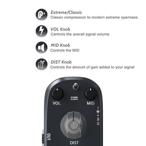 Azor 000 Heavy Metal Distortion Guitar Pedal 3 Modes Effect Controls thumb #2