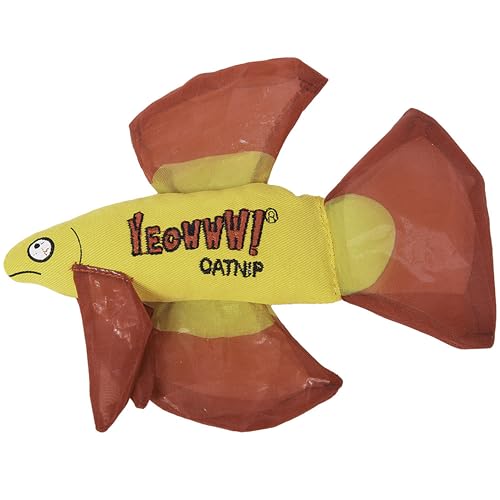 Yeowww! Mo Betta Fish - Juguete para Gatos – Relleno de Hierba gatera Americana 100% orgánica – Juguete Duradero en Forma de pez para Gatos y Gatitos, Juego Interactivo y Ejercicio – Juguete para