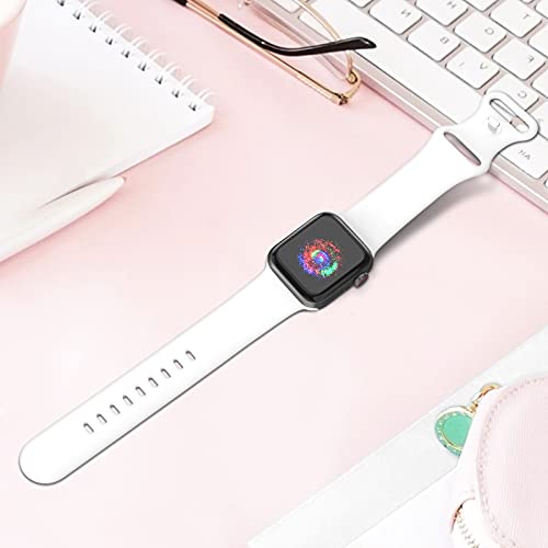 Treasuremax Sport Band Compatible With Apple Watch Bands 38Mm 40Mm 41Mm 42Mm 44Mm 45Mm 49Mm,Soft Silicone Strap Compatible For Apple Watch Series Ultra 8 7 6 5 4 3 2 1 Se Men Women White 38/40/41Mm #TOP2