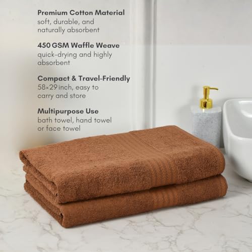 Image of Mafatlal Joy Bath Towels for Men - Pack of 2 | 58 x 29 inch Large Size | Soft & Quick Dry | 450 GSM | Bronze