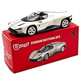  Bburago Modellino di auto in metallo pressofuso in scala 1:64 Ferrari Series Model Collection Race (Daytona SP3 Bianco)