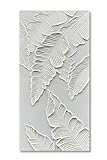 NANKAI Art Hand Painted Thick Texture White Abstract Art Oil Painting 48x24 inch White Leaf Texture Painter House Wall Art Decorative Oil Painting