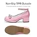 DREAM PAIRS Girls Dress Shoes Platform Chunky Heel Ankle Strap Princess Flats Flower Party Wedding Pump for Little Big Kid,Size 4 Big Kid,Pink,SDFL2422K