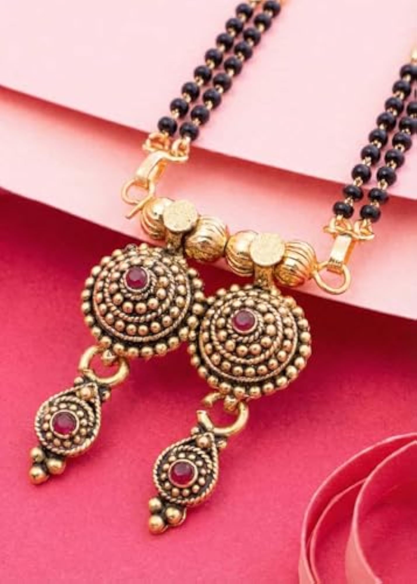 22K Gold Plated Traditional Double Layer Mangalsutra Combo Set