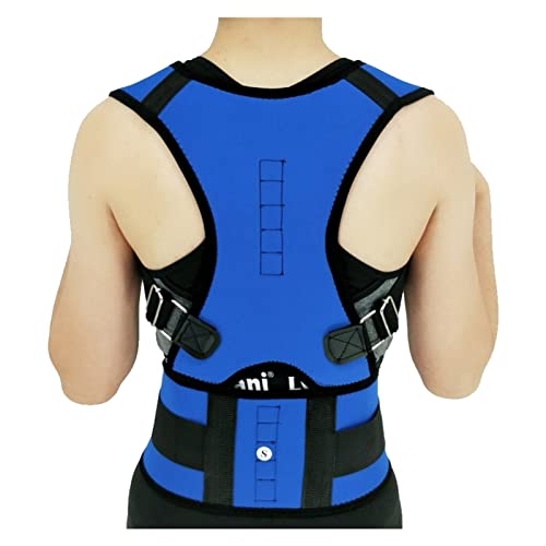 Corrector de Postura para Espalda, para Hombres y Mujeres, cinturón Corrector de Postura para Trabajo Pesado, Correas de Hombro (Color: Azul, Talla: XL/XL)