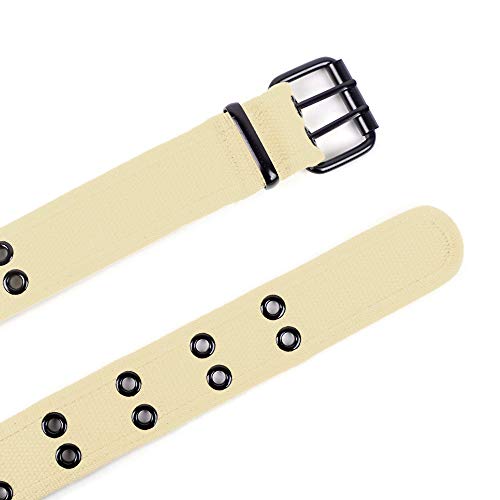 Boxed-Gifts Color Military And Casual Canvas Belt, Double Grommet Unisex Belt For Men And Women - Khaki #TOP5