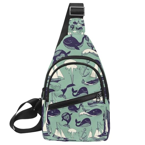 Sac banane motif baleines amusantes sac de poitrine multicolore pour égayer vos journées