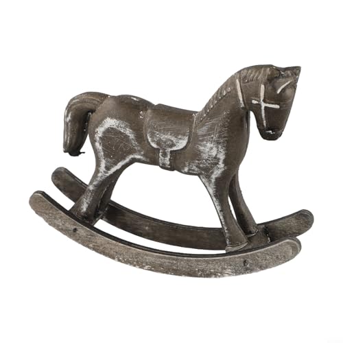 Décoration vintage en bois de cheval à bascule, décoration d'intérieur nordique, petite sculpture en bois pour étagère, centre de table, noir, rouge, gris, jaune (noir)