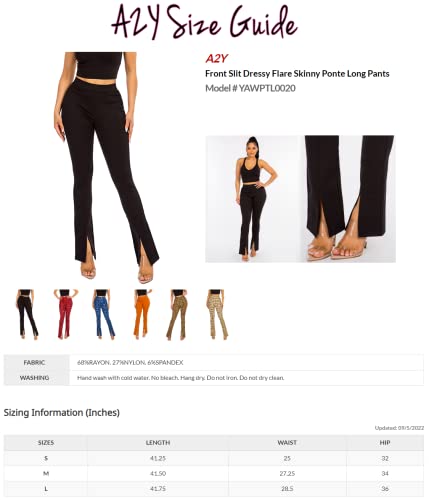 A2Y Women's Front Slit Dressy Flare Skinny Ponte Long Pants4