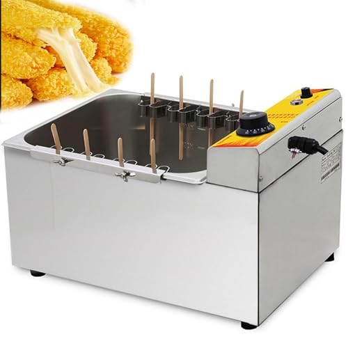 DIUNAOZI Friggitrice per Corn Dog Commerciale da 12 Litri,Macchina per Hot Dog e Corn Dog Coreani,Macchina per Waffle, Mozzarella per Snack con 8 Ganci Staccabili per Snack in Acciaio Inossidabile