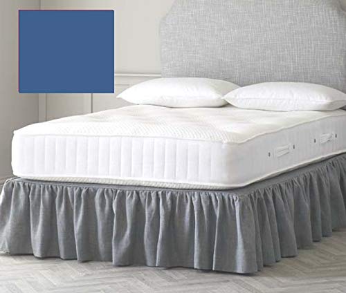 Small Single Bed 2'6" x 6'3" (30" x 75") Frilled BASE PLATFORM VALANCE Sheet (UNDER MATTRESS) (Denim Blue)