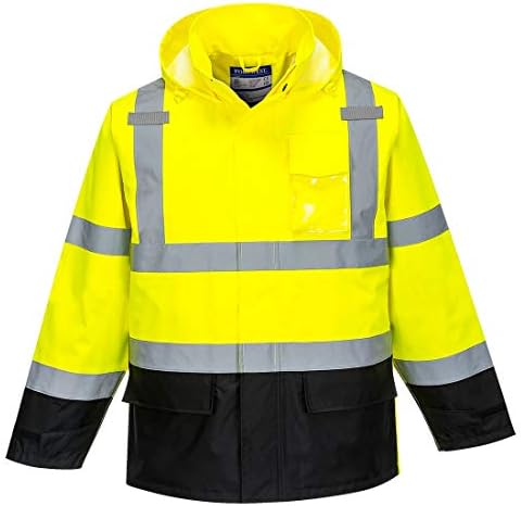 Portwest US366 Hi-Vis Lightweight Waterproof Contrast Rain Jacket Yellow/Black, X-Large