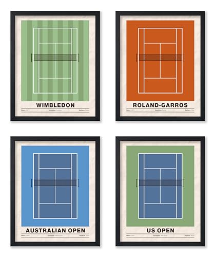 Poster de sport 4 pièces impression de tennis décoration bureau et salon