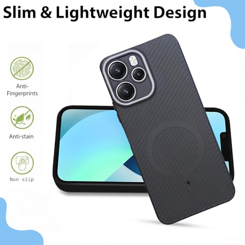 Image of LIRAMARK Rugged Carbon Fibre TPU Armor Silicone Back Cover Case for Redmi 12 5G