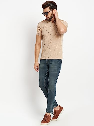 Image of Men's Cotton Half Sleeves Printed Polo T-shirt-POLO105