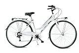 Airbici Bicicleta de Paseo Mujer Fusion Lady 28”. Bicicleta Mujer 6 Velocidades, Caballete. (Negra) (Blanco)