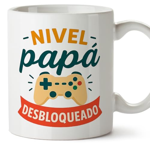Imagen de MUGFFINS taza papa con frase Nivel papá: desbloqueado en Español 330 Ml