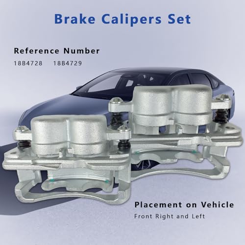 Image of 2 Pcs Front Brake Caliper Fit for 2002-2006 Cadillac Escalade, 1999-2013 Chevy Silverado Avalanche Suburban Tahoe, GMC Yukon Safari, Disc Brake Caliper w /Bracket Replace for 18B4728 18B4729