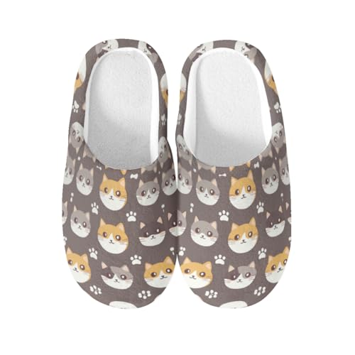 Pantoufles en coton chat contre les pieds froids avec semelle antidérapante