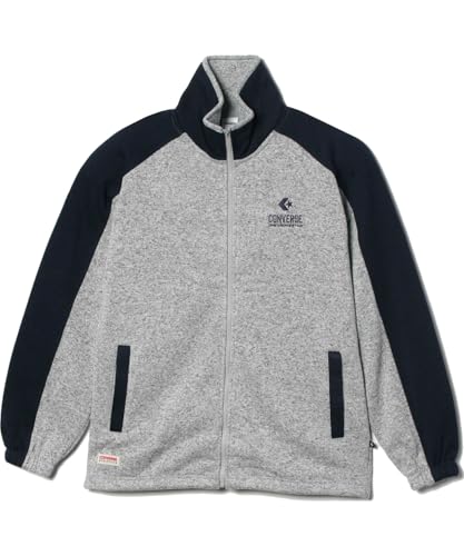 [コンバース] フリースジャケット CV KNIT FLEECE JACKET MENS LIGHT GRAY/DARK NAVY