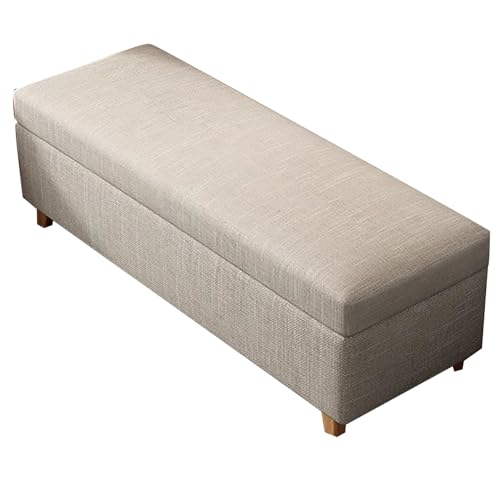 Banco de almacenamiento acolchado blanco con asiento de entrada otomano para dormitorio y sala de estar, 40 cm, elegante solución de almacenamiento para pasillo
