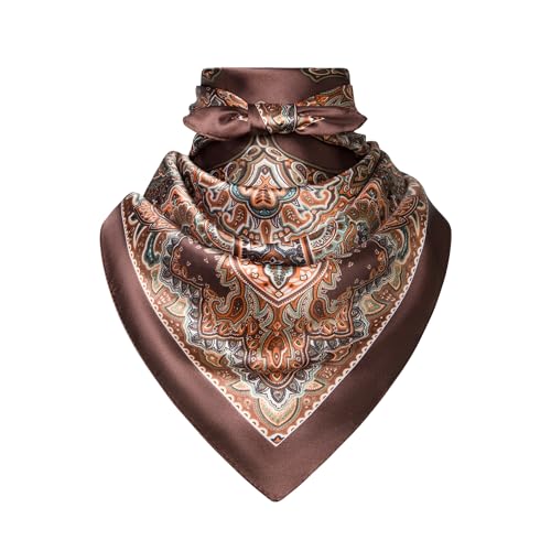 Image of 35 inch Men's Silk Cowboy Scarf - Oversized Western Bandana Neckwear, Large Square Scarf with Gift Packaging