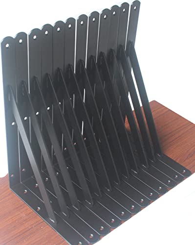 16 Pack L12" X H 8" Black Heavy Duty Shelf Brackets With Screws Metal Shelf Brackets Shelf Support Angle Brackets For Shelves L Brackets Heavy Duty Floating Shelf Brackets #TOP4