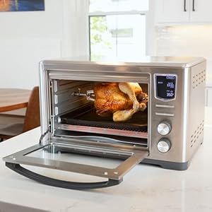 Kenmore digital 11 in 1 air fryer toaster oven combo 26 qt convection rotisserie dehydrator bake broil 1800 watts 80 450f temp controls top bottom heater adjustments stainless steel large capacity  urban country home decor