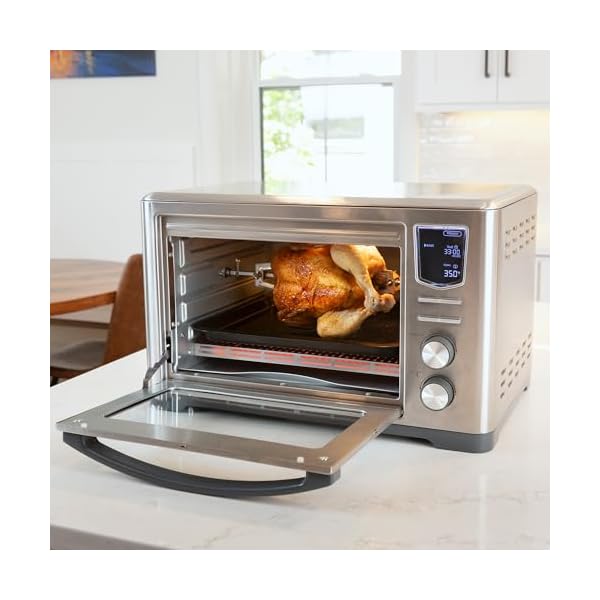 Kenmore digital 11 in 1 air fryer toaster oven combo 26 qt convection rotisserie dehydrator bake broil 1800 watts 80 450f temp controls top bottom heater adjustments stainless steel large capacity  urban country home decor