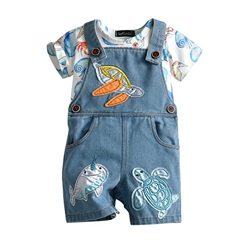 Image of LvYinLi Cute Baby Boy Clothes Suit Toddler Boys' Striped long Sleeve T-Shirt+Denim Overalls Jumpsuit Pants Outfits Sets