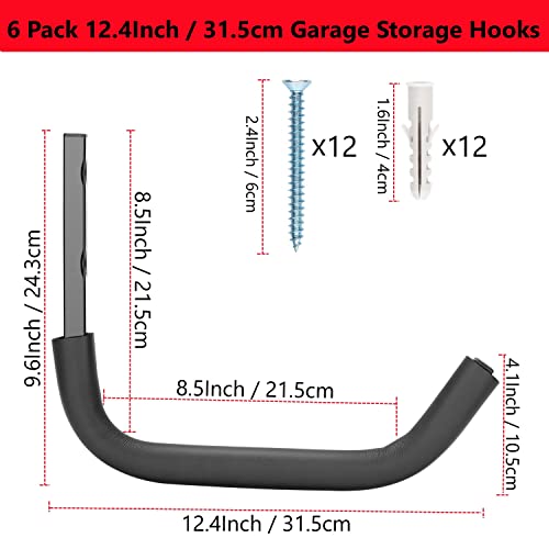 Heavy Duty Garage Storage Hooks, 12.4 Inch Ladder Storage Hanger, Wall Mount Utility Hook For Outdoor Indoor Organizer Folding Chairs, Bike, Tools, Water Pipes #TOP1