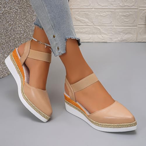 Espadrilles plates à bout fermé pour femme, chaussures décontractées légères kaki - 5