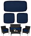 Sqodok Patio Cushion Covers 3 Packs Outdoor Seat Cushions Replacement Covers Fit for 4 Pieces Wicker Rattan Furniture Patio Conversation Set Loveseat Chair-38x19x2,19x19x2, Blue