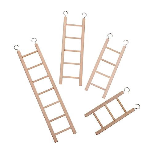 BESPORTBLE 4pcs Bird Ladder Toys Parrot Cage Stair Toys for Parakeet Budgie Conure Wood Climbing Plaything