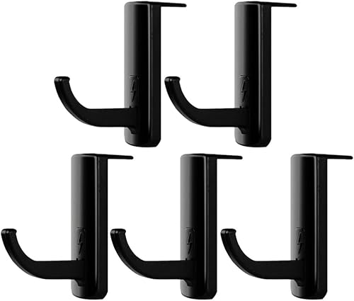 Gancho para auriculares, 5 piezas, soporte de monitor para auriculares y auriculares, plástico sin perforación, soporte para auriculares para