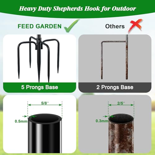image for FEED GARDEN Short Shepherds Hooks for Outdoor, 48 Inch Bird Feeder Pol