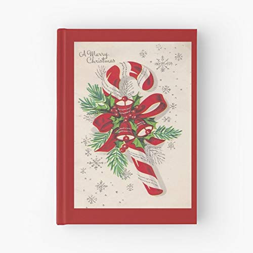 Vintage Cane Christmas Candy Journal A Merry Hardcover | Hardcover Bound Sketch Notebook With Premium Thick Paper